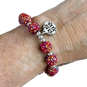 Rustic Cuff Metal Stainless Steel Shambala Beaded Stretch Bracelet Colorful